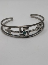 VTG Fred Harvey Era Sterling Silver Turquoise Whirling Log Arrow Cuff Bracelet - Additional view 1