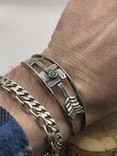 VTG Fred Harvey Era Sterling Silver Turquoise Whirling Log Arrow Cuff Bracelet - Additional view 14