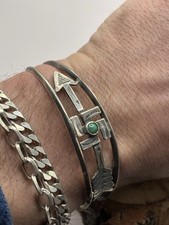 VTG Fred Harvey Era Sterling Silver Turquoise Whirling Log Arrow Cuff Bracelet - Additional view 15