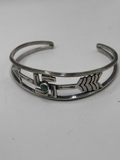 VTG Fred Harvey Era Sterling Silver Turquoise Whirling Log Arrow Cuff Bracelet - Additional view 3