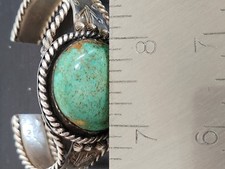 Old Vintage FRED HARVEY ERA Navajo Turquoise Sterling LARGE Bracelet READ - Additional view 5