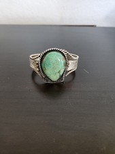 Old Vintage FRED HARVEY ERA Navajo Turquoise Sterling LARGE Bracelet READ