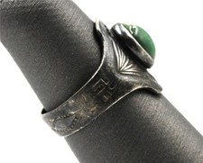 VINTAGE FRED HARVEY ERA NAVAJO WHIRLING LOG STERLING SILVER TURQUOISE 4.25 RING - Additional view 5