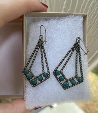 STUNNING Fred Harvey Era Turquoise Vintage Southwestern Native American Earrings