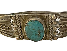 FRED HARVEY ERA NAVAJO SILVER AND TURQUOISE BRACELET SMALL SIZE - Additional view 1
