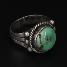 VTG Sterling Silver - NAVAJO Turquoise Fred Harvey Braided Ring Size 7.5 - 5g