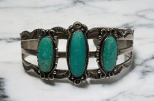 Native American Sterling Silver Fred Harvey Era Turquoise Bracelet - Additional view 2