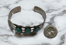 Native American Sterling Silver Fred Harvey Era Turquoise Bracelet - Additional view 11