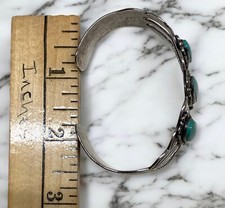 Native American Sterling Silver Fred Harvey Era Turquoise Bracelet - Additional view 14