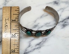 Native American Sterling Silver Fred Harvey Era Turquoise Bracelet - Additional view 15