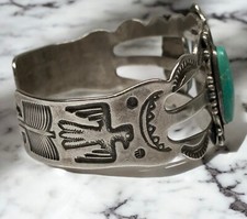 Native American Sterling Silver Fred Harvey Era Turquoise Bracelet - Additional view 3