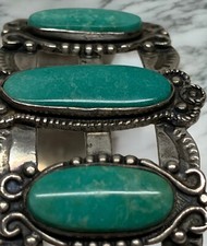 Native American Sterling Silver Fred Harvey Era Turquoise Bracelet - Additional view 6