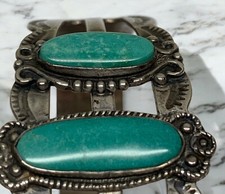 Native American Sterling Silver Fred Harvey Era Turquoise Bracelet - Additional view 7