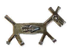 Fred Harvey Era Old Pawn Hand Stamped Ingot Silver Native Navajo Horse Dog Pin - Additional view 1