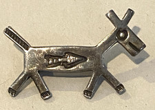 Fred Harvey Era Old Pawn Hand Stamped Ingot Silver Native Navajo Horse Dog Pin