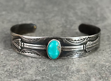 OLD FRED HARVEY ERA 1940's Native American Navajo Turquoise Sterling Bracelet