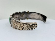 Navajo Native American Fred Harvey Era Turquoise Sterling Silver Cuff Bracelet - Additional view 2