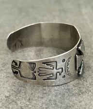 Vintage FRED HARVEY ERA Navajo Turquoise Thunderbird Sterling Bracelet 6.75 in - Additional view 6