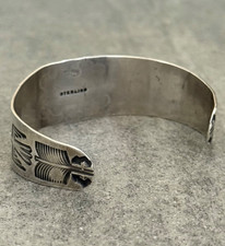 Vintage FRED HARVEY ERA Navajo Turquoise Thunderbird Sterling Bracelet 6.75 in - Additional view 8