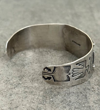 Vintage FRED HARVEY ERA Navajo Turquoise Thunderbird Sterling Bracelet 6.75 in - Additional view 9