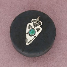fred harvey era sterling silver vintage stamped turquoise arrowhead pendant