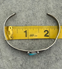 Old Vintage Fred Harvey Era Navajo Turquoise Repousse Coin silver Bracelet - Additional view 12