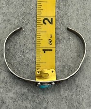 Old Vintage Fred Harvey Era Navajo Turquoise Repousse Coin silver Bracelet - Additional view 13