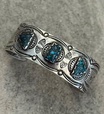 Old Vintage Fred Harvey Era Navajo LONE MOUNTAIN Turquoise silver Bracelet 6.5in - Additional view 1
