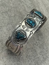 Old Vintage Fred Harvey Era Navajo LONE MOUNTAIN Turquoise silver Bracelet 6.5in - Additional view 4