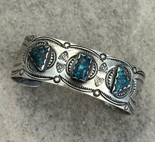 Old Vintage Fred Harvey Era Navajo LONE MOUNTAIN Turquoise silver Bracelet 6.5in - Additional view 7