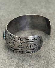 Old Vintage Fred Harvey Era Navajo LONE MOUNTAIN Turquoise silver Bracelet 6.5in - Additional view 9