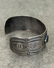 Old Vintage Fred Harvey Era Navajo LONE MOUNTAIN Turquoise silver Bracelet 6.5in - Additional view 10