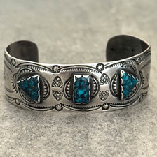 Old Vintage Fred Harvey Era Navajo LONE MOUNTAIN Turquoise silver Bracelet 6.5in