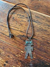 VINTAGE OLD FRED HARVEY ERA NAVAJO STERLING STAMPED KACHINA DANCER PENDANT  - Additional view 2