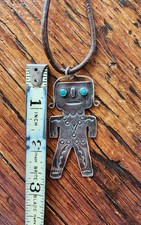 VINTAGE OLD FRED HARVEY ERA NAVAJO STERLING STAMPED KACHINA DANCER PENDANT  - Additional view 4