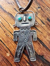 VINTAGE OLD FRED HARVEY ERA NAVAJO STERLING STAMPED KACHINA DANCER PENDANT