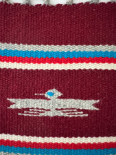 Chimayo Fred Harvey Maroon Wool Table Mat Thunderbird Southwest 8