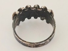 VTG Fred Harvey Era Native American Sterling Silver Green Stone Petit Point Ring - Additional view 3