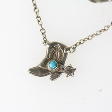 Old Fred Harvey Era Navajo Sterling Silver Turquoise Boot Tie Clip - Additional view 1