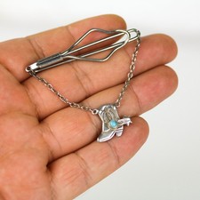 Old Fred Harvey Era Navajo Sterling Silver Turquoise Boot Tie Clip - Additional view 4
