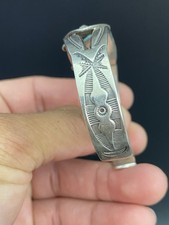 Fred Harvey Era VTG Native American Sterling Silver .925 Turquoise Cuff Bracelet - Additional view 7