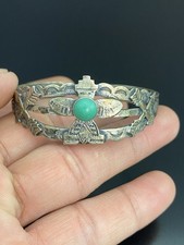 Fred Harvey Era Native American Sterling Silver Turquoise Kachina Cuff Bracelet - Additional view 1
