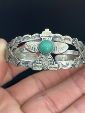 Fred Harvey Era Native American Sterling Silver Turquoise Kachina Cuff Bracelet - Additional view 4