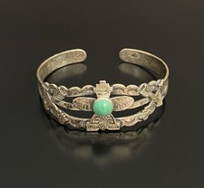 Fred Harvey Era Native American Sterling Silver Turquoise Kachina Cuff Bracelet