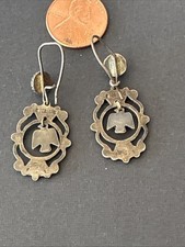 EARLY FRED HARVEY ERA Navajo Turquoise THUNDERBIRD Sterling Earrings - Additional view 4