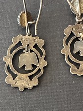 EARLY FRED HARVEY ERA Navajo Turquoise THUNDERBIRD Sterling Earrings - Additional view 5