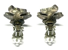 Zuni THUNDERBIRD Inlayed Earrings STERLING SILVER Fred Harvey Era Clip 1926 Pat - Additional view 5