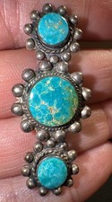 Antique Fred Harvey Era Turquoise Silver Brooch