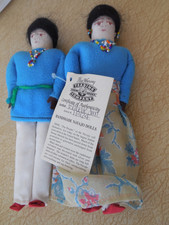 Fred Harvey Pair of Handmade Navajo Dolls with Artist Tag Isabelle Jim.