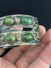 Early Fred Harvey Era Native American Sterling Turquoise Navajo Cuff Bracelet - Additional view 3